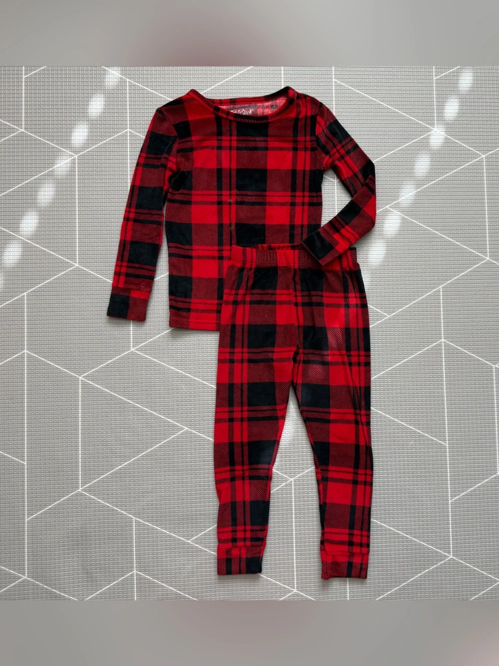 Cat & Jack|FREE w kids purchase,Red & Black Buffalo plaid tartan pajama set•4T